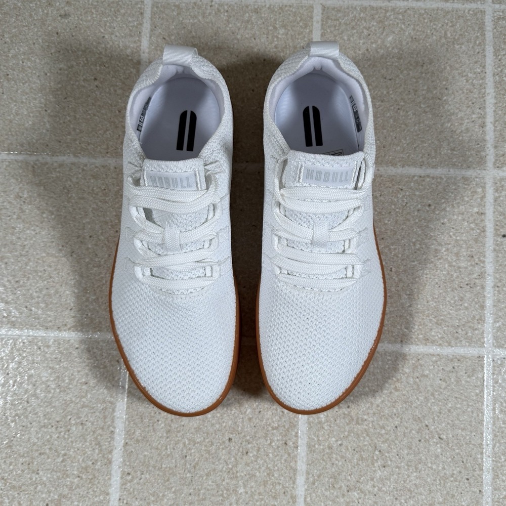 Size 9.5- NOBULL White Knit Trainer Gum Sole - Picture 3 of 8